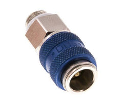 Laiton nickelé DN 5 Blue Air Coupling Socket G 1/8 inch Male Double Shut-Off