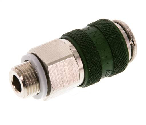 Laiton nickelé DN 5 Coupleur d'air vert Douille G 1/8 pouce mâle à double obturation