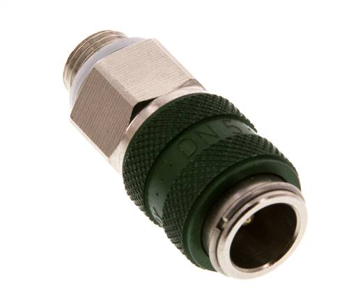 Laiton nickelé DN 5 Coupleur d'air vert Douille G 1/8 pouce mâle à double obturation