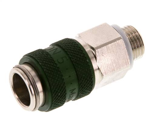 Laiton nickelé DN 5 Coupleur d'air vert Douille G 1/8 pouce mâle à double obturation