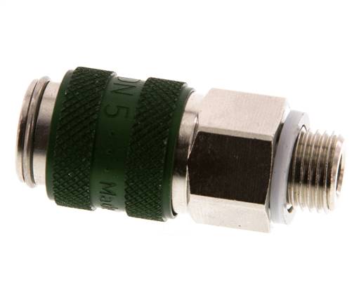 Laiton nickelé DN 5 Coupleur d'air vert Douille G 1/8 pouce mâle à double obturation