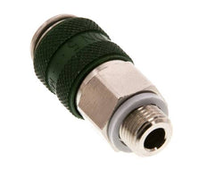 Laiton nickelé DN 5 Coupleur d'air vert Douille G 1/8 pouce mâle à double obturation