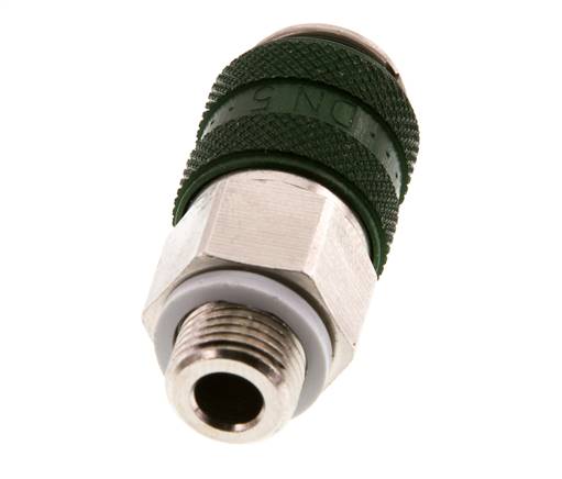 Laiton nickelé DN 5 Coupleur d'air vert Douille G 1/8 pouce mâle à double obturation