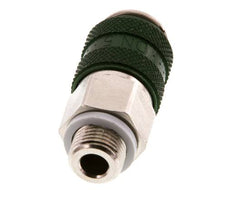 Laiton nickelé DN 5 Coupleur d'air vert Douille G 1/8 pouce mâle à double obturation