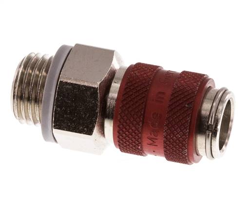 Laiton nickelé DN 5 Coupleur pneumatique rouge Douille G 1/4 pouce Mâle