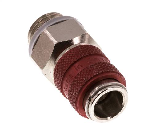 Laiton nickelé DN 5 Coupleur pneumatique rouge Douille G 1/4 pouce Mâle