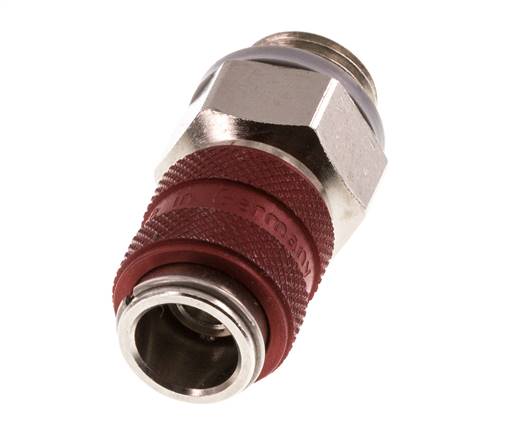 Laiton nickelé DN 5 Coupleur pneumatique rouge Douille G 1/4 pouce Mâle