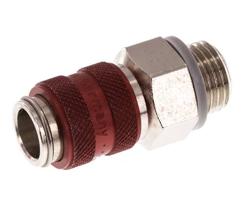 Laiton nickelé DN 5 Coupleur pneumatique rouge Douille G 1/4 pouce Mâle