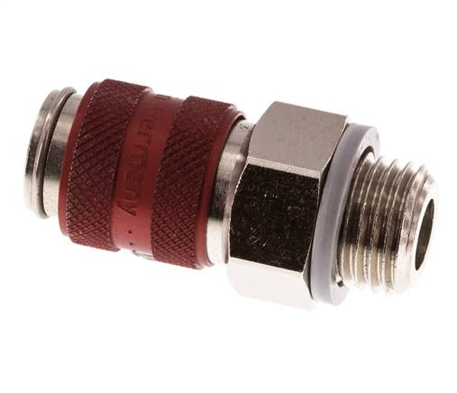 Laiton nickelé DN 5 Coupleur pneumatique rouge Douille G 1/4 pouce Mâle
