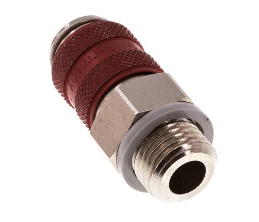 Laiton nickelé DN 5 Coupleur pneumatique rouge Douille G 1/4 pouce Mâle
