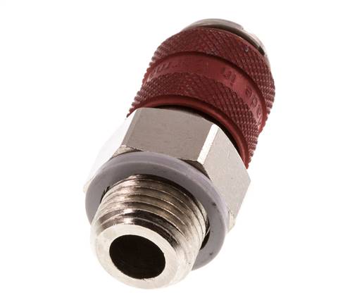 Laiton nickelé DN 5 Coupleur pneumatique rouge Douille G 1/4 pouce Mâle