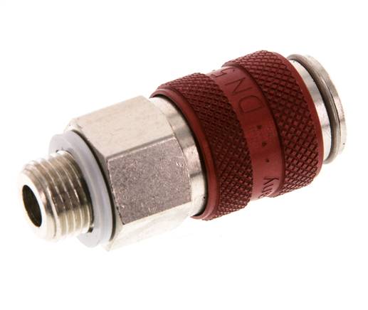 Laiton nickelé DN 5 Coupleur d'air rouge Douille G 1/8 pouce mâle à double obturation