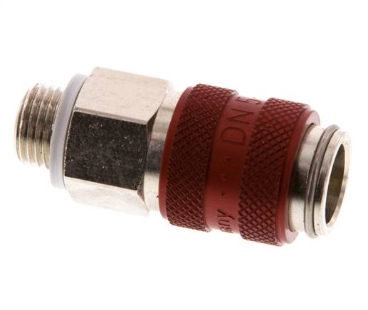 Laiton nickelé DN 5 Coupleur d'air rouge Douille G 1/8 pouce mâle à double obturation