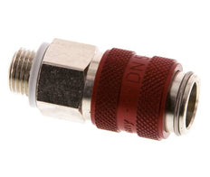 Laiton nickelé DN 5 Coupleur d'air rouge Douille G 1/8 pouce mâle à double obturation