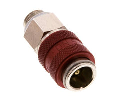 Laiton nickelé DN 5 Coupleur d'air rouge Douille G 1/8 pouce mâle à double obturation