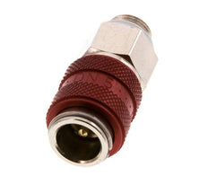 Laiton nickelé DN 5 Coupleur d'air rouge Douille G 1/8 pouce mâle à double obturation