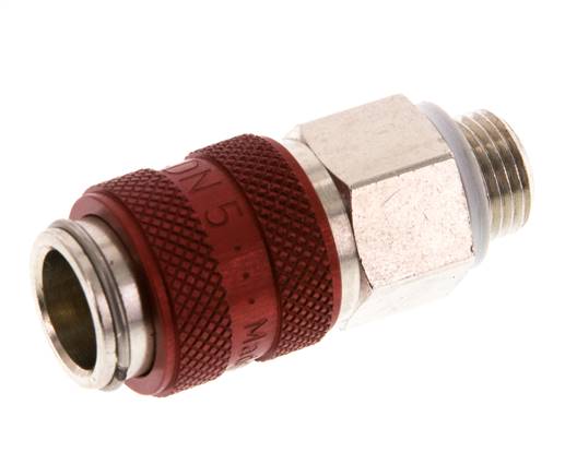Laiton nickelé DN 5 Coupleur d'air rouge Douille G 1/8 pouce mâle à double obturation