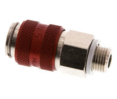 Laiton nickelé DN 5 Coupleur d'air rouge Douille G 1/8 pouce mâle à double obturation