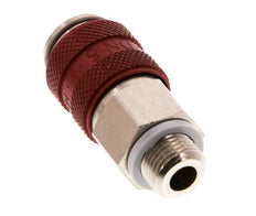 Laiton nickelé DN 5 Coupleur d'air rouge Douille G 1/8 pouce mâle à double obturation