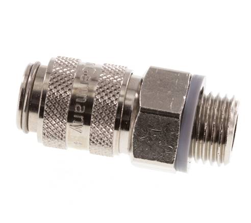 Laiton nickelé Coupleur pneumatique DN 5 Douille G 1/4 pouce mâle double obturation