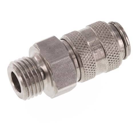 Stainless steel DN 5 Air Coupling Socket G 1/4 inch Male Double Shut-Off