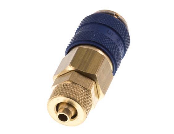 Laiton DN 5 Bleu Air Coupling Socket 4x6 mm Union Nut Double Shut-Off