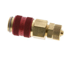 Laiton DN 5 Red Air Coupling Socket 4x6 mm Union Nut