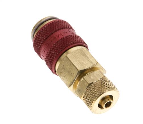 Laiton DN 5 Red Air Coupling Socket 4x6 mm Union Nut