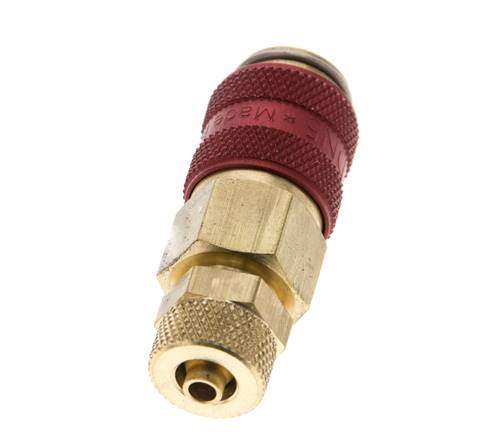 Laiton DN 5 Red Air Coupling Socket 4x6 mm Union Nut