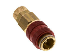 Laiton DN 5 Red Air Coupling Socket 4x6 mm Union Nut Double Shut-Off