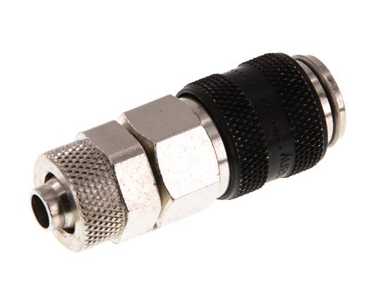 Laiton nickelé DN 5 Douille de raccord d'air noir 6x8 mm Écrou-raccord à double obturation