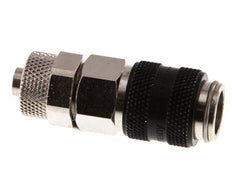 Laiton nickelé DN 5 Douille de raccord d'air noir 6x8 mm Écrou-raccord à double obturation