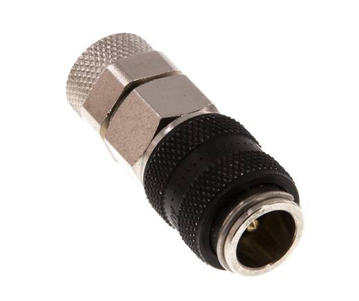 Laiton nickelé DN 5 Douille de raccord d'air noir 6x8 mm Écrou-raccord à double obturation