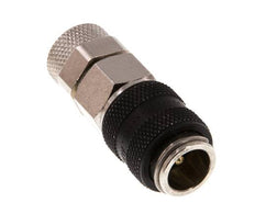 Laiton nickelé DN 5 Douille de raccord d'air noir 6x8 mm Écrou-raccord à double obturation