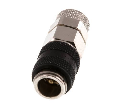 Laiton nickelé DN 5 Douille de raccord d'air noir 6x8 mm Écrou-raccord à double obturation