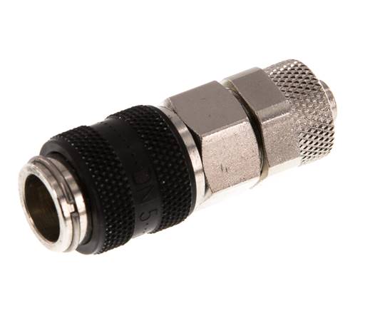 Laiton nickelé DN 5 Douille de raccord d'air noir 6x8 mm Écrou-raccord à double obturation