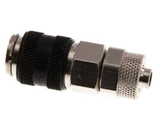 Laiton nickelé DN 5 Douille de raccord d'air noir 6x8 mm Écrou-raccord à double obturation