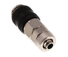 Laiton nickelé DN 5 Douille de raccord d'air noir 6x8 mm Écrou-raccord à double obturation