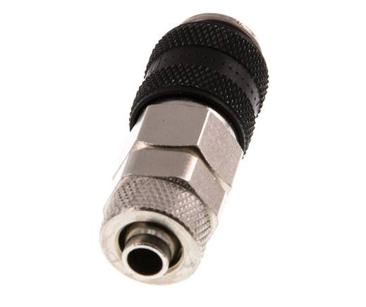 Laiton nickelé DN 5 Douille de raccord d'air noir 6x8 mm Écrou-raccord à double obturation