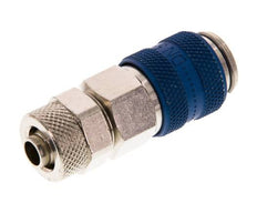 Laiton nickelé DN 5 Coupleur pneumatique bleu Douille 6x8 mm Écrou-raccord Double obturation