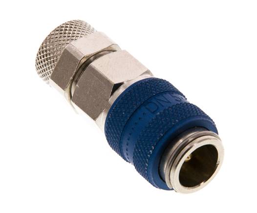 Laiton nickelé DN 5 Coupleur pneumatique bleu Douille 6x8 mm Écrou-raccord Double obturation
