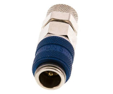 Laiton nickelé DN 5 Coupleur pneumatique bleu Douille 6x8 mm Écrou-raccord Double obturation