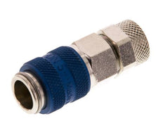 Laiton nickelé DN 5 Coupleur pneumatique bleu Douille 6x8 mm Écrou-raccord Double obturation