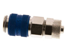 Laiton nickelé DN 5 Coupleur pneumatique bleu Douille 6x8 mm Écrou-raccord Double obturation