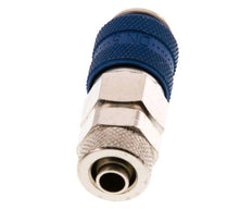 Laiton nickelé DN 5 Coupleur pneumatique bleu Douille 6x8 mm Écrou-raccord Double obturation