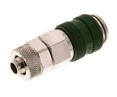 Laiton nickelé DN 5 Coupleur à air vert Douille 6x8 mm Écrou-raccord Double obturation