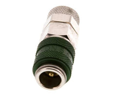 Laiton nickelé DN 5 Coupleur à air vert Douille 6x8 mm Écrou-raccord Double obturation