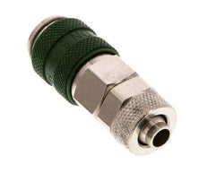 Laiton nickelé DN 5 Coupleur à air vert Douille 6x8 mm Écrou-raccord Double obturation