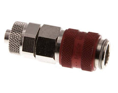 Laiton nickelé DN 5 Raccord pneumatique rouge Douille 6x8 mm Écrou-raccord Double obturation