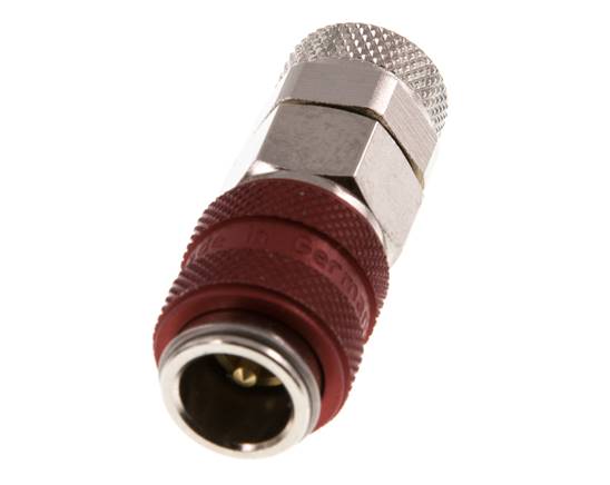 Laiton nickelé DN 5 Raccord pneumatique rouge Douille 6x8 mm Écrou-raccord Double obturation